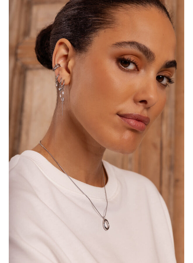 Ear Game Set van Drie Oorringen met Hartje en Strass Goud