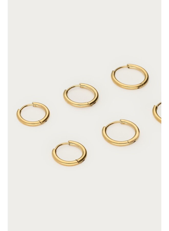 Ear Game Set van Drie Basic Oorringen Goud