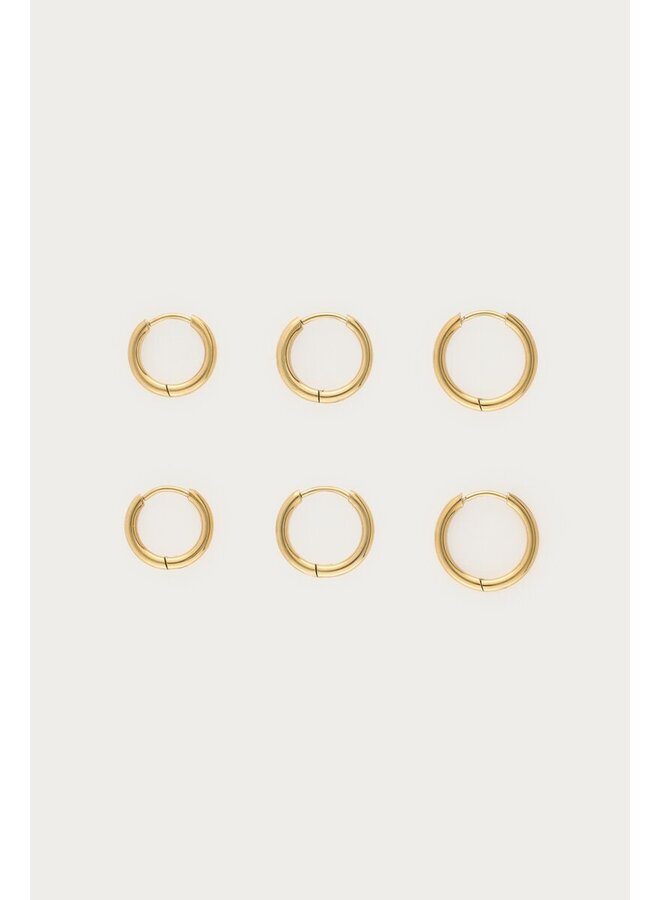 Ear Game Set van Drie Basic Oorringen Goud