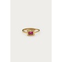 Vintage Ring met Roze Vierkante Strass Steen Goud