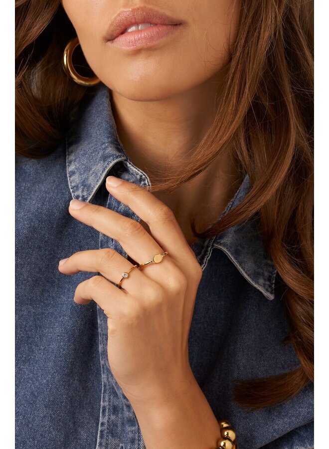 Vintage Zegelring met Dots Goud