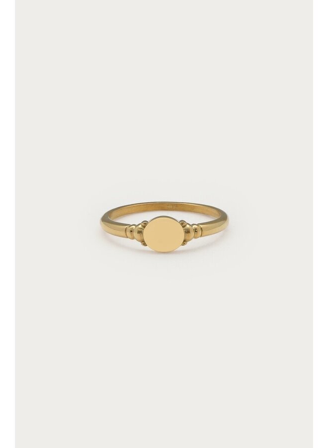 Vintage Zegelring met Dots Goud