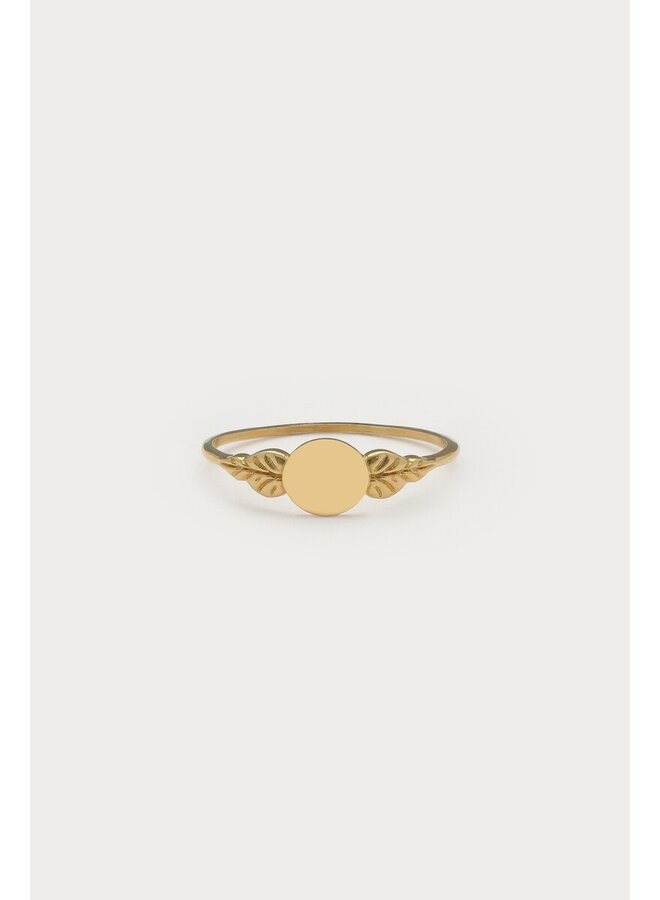 Vintage Zegelring met Bladeren Goud