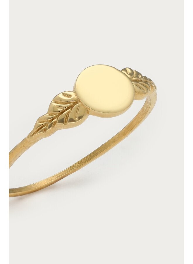 Vintage Zegelring met Bladeren Goud