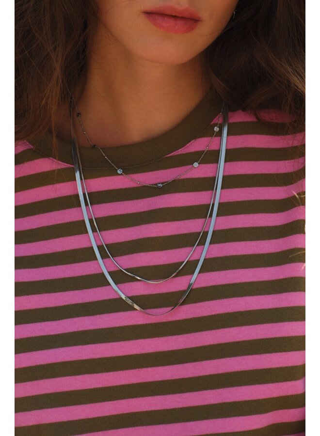 Vintage Ketting met Dots en Munten Zilver