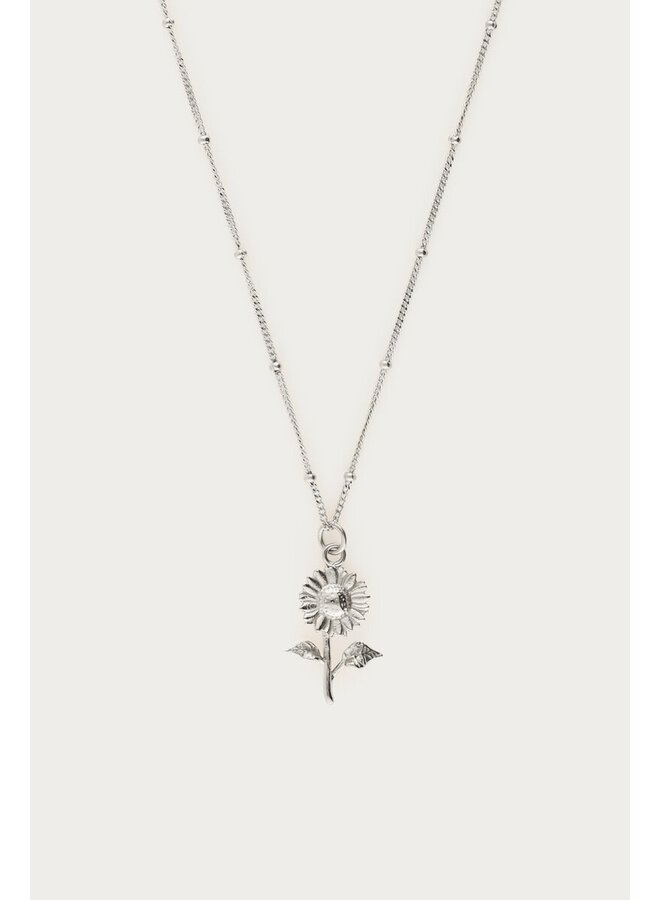 Vintage Ketting met Dots en Zonnebloem Zilver