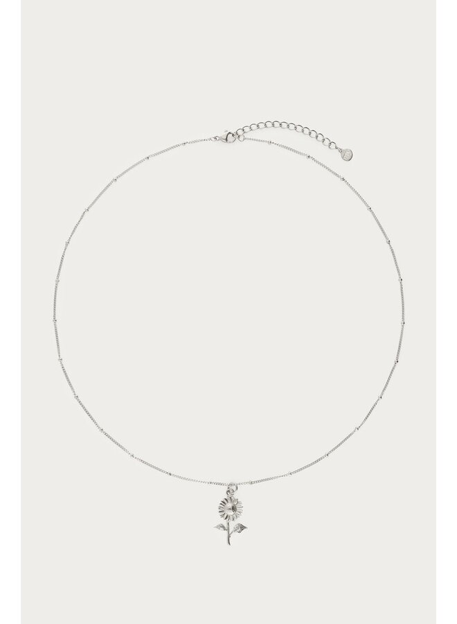 Vintage Ketting met Dots en Zonnebloem Zilver