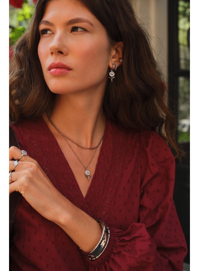 Vintage Ketting met Dots en Zonnebloem Zilver