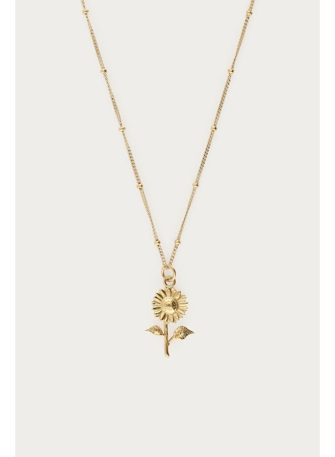 Vintage Ketting met Dots en Zonnebloem  Goud