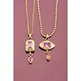 Vintage Ketting met Vierkante Roze Strass Steen Goud