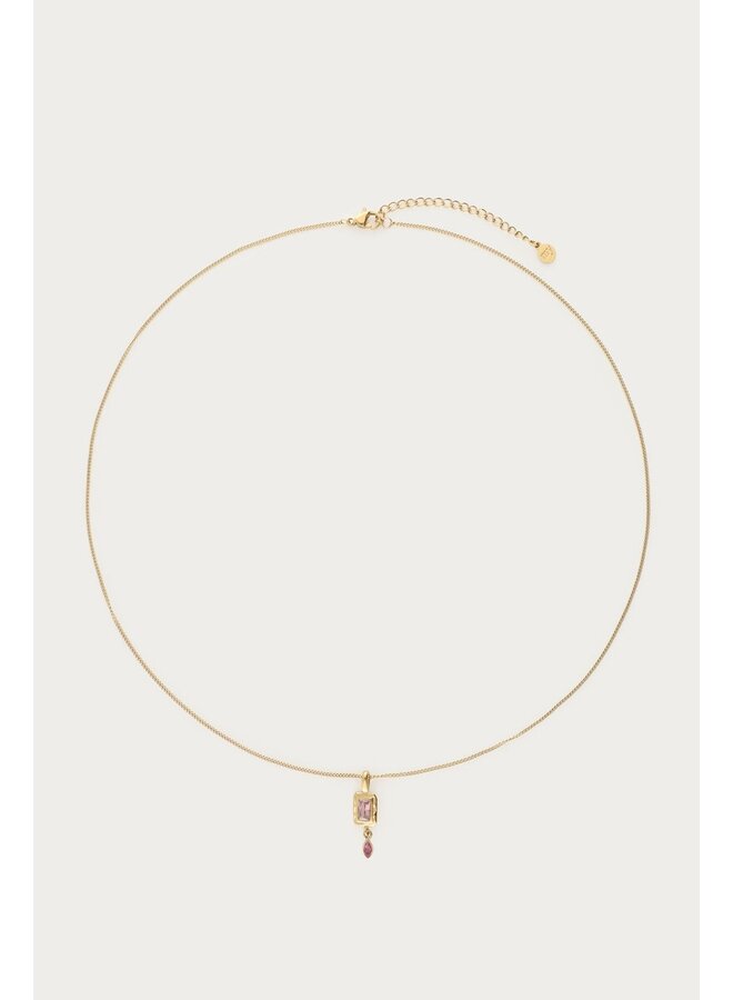 Vintage Ketting Ronde Strass Goud