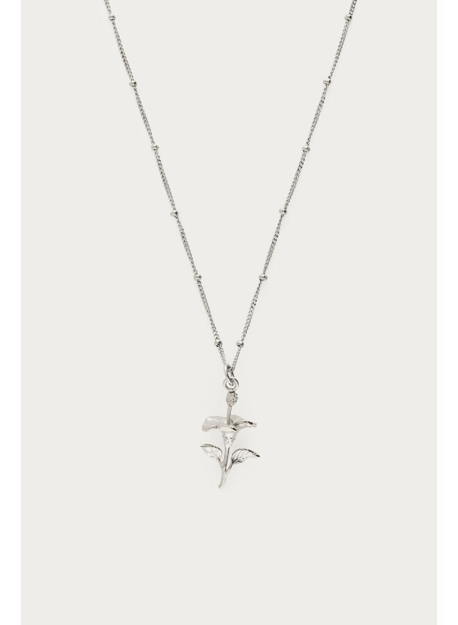 Vintage Ketting met Dots en Hibiscus Zilver