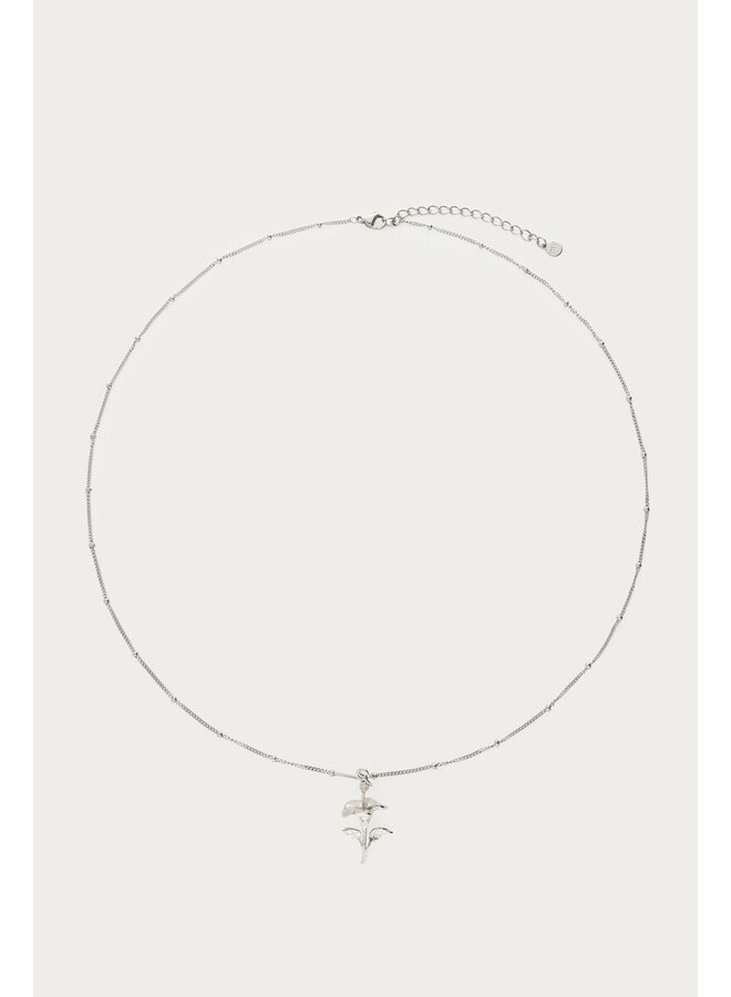 Vintage Ketting met Dots en Hibiscus Zilver
