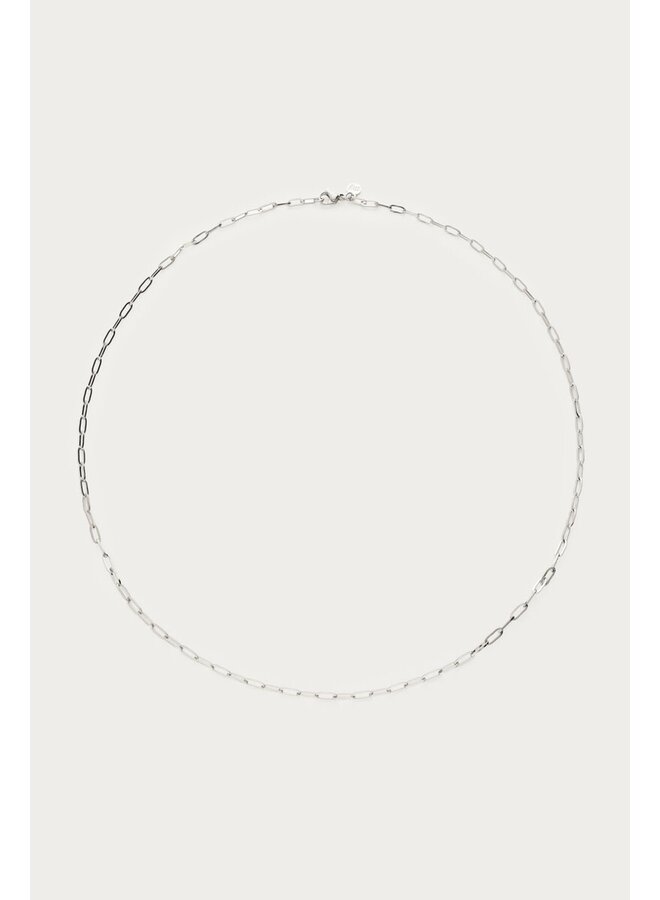 Vintage Fijne Schakelketting 45+5cm Zilver