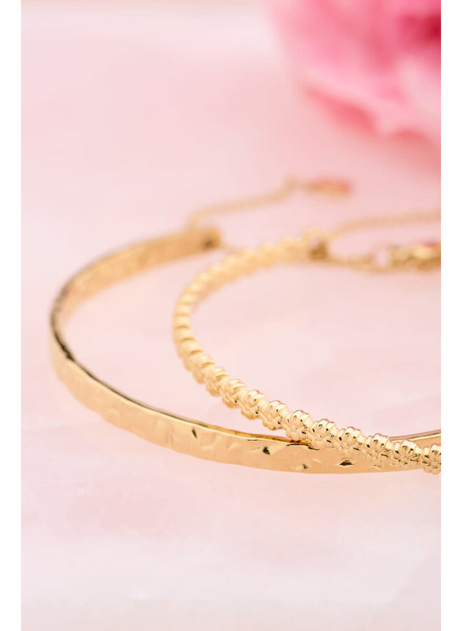 Vintage Bangle met Bloemen Goud