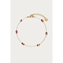 Vintage Armband met Rood Paarse Kralen Goud