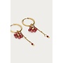 Sunrocks Oorringen met String en Roze Bloemen Goud
