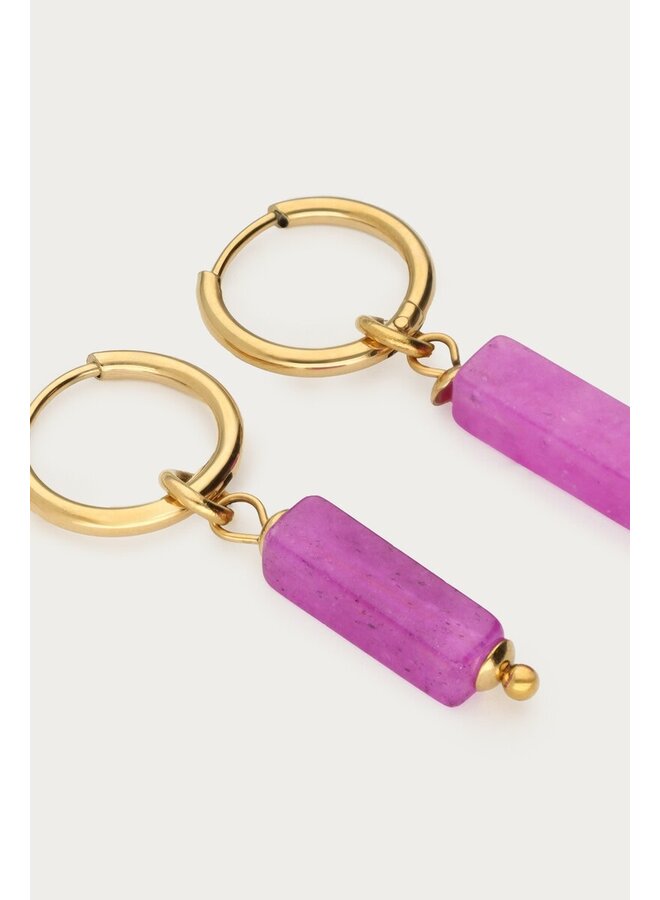 Sunrocks Oorringen met Fuchsia Kralen Goud