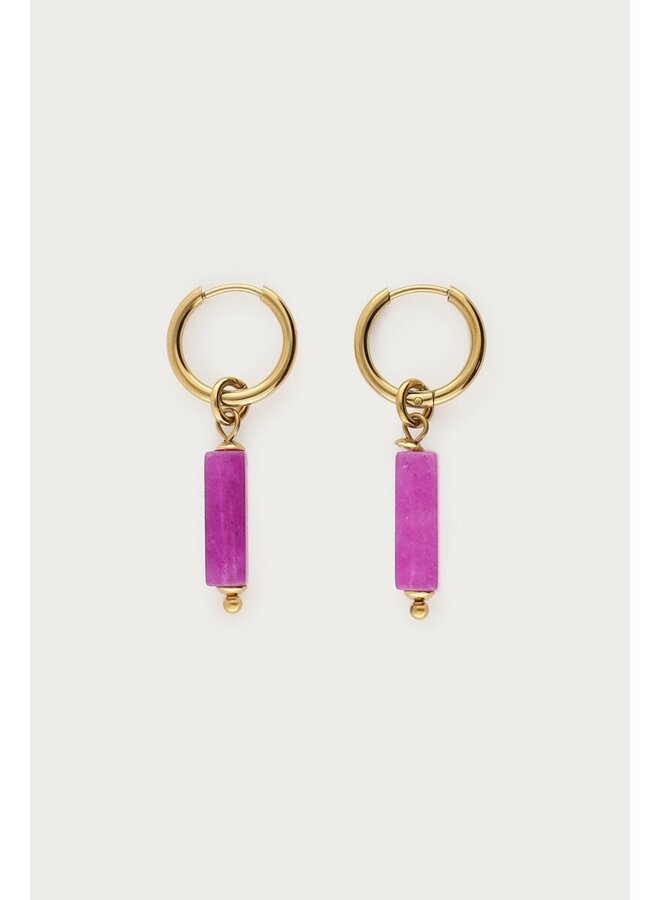 Sunrocks Oorringen met Fuchsia Kralen Goud