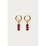 Sunrocks Oorringen met Burgundy Kralen Goud