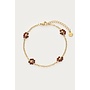 Sunrocks Armband met Bruine Bloemen Goud