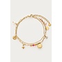 Sunrocks Dubbele Armband met Multikleur Kralen en Zon Bedel Goud