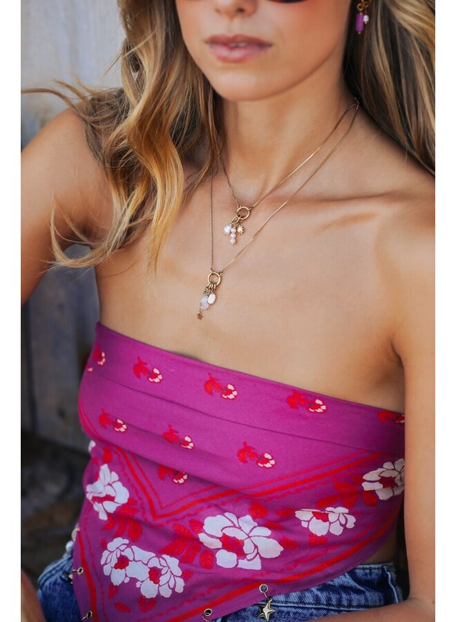 Sunrocks Ketting met Zon en Natuurlijke Parel Goud