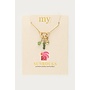 Sunrocks Ketting met Zon en Groene Kralen Goud