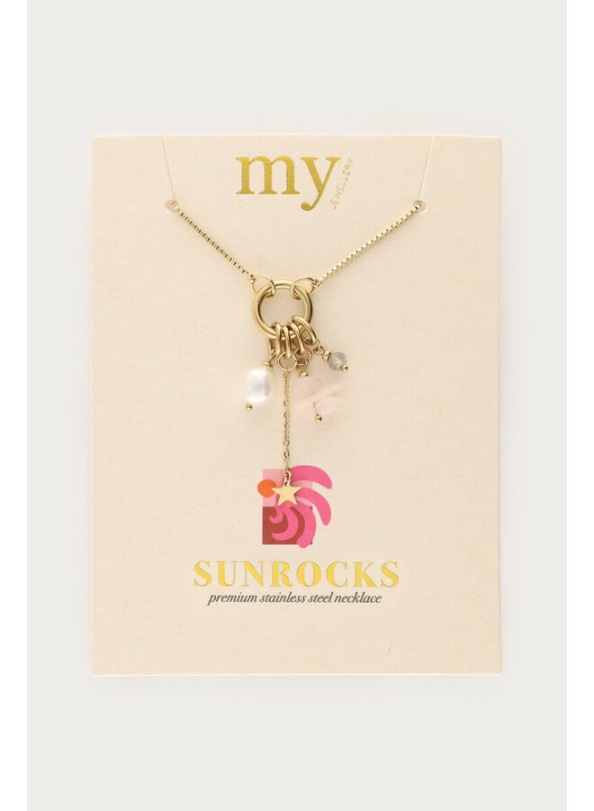 Sunrocks Ketting met Ster en Natuurlijke Parel Goud