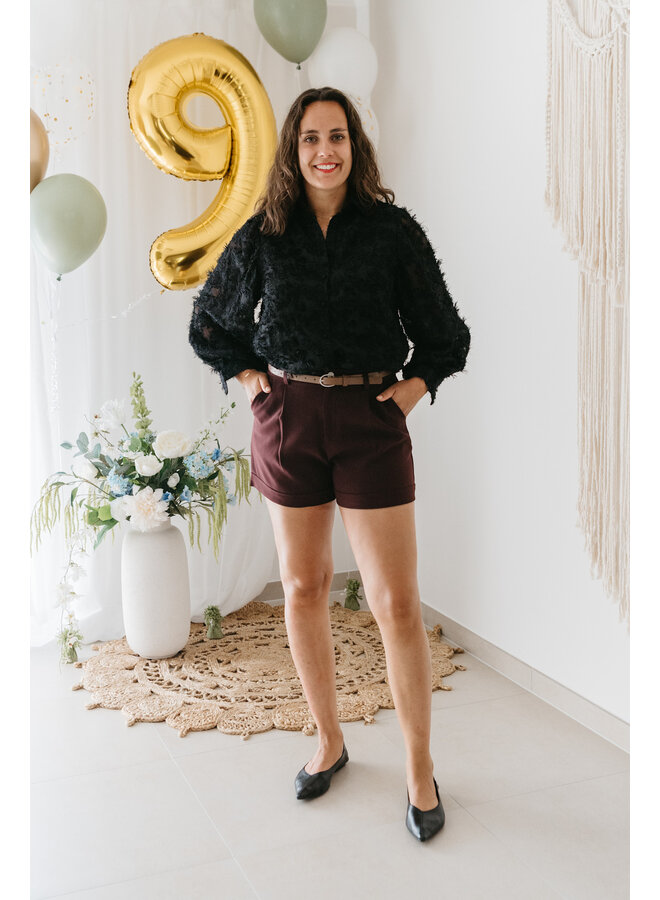 Selena Shorts + Belt Burgundy