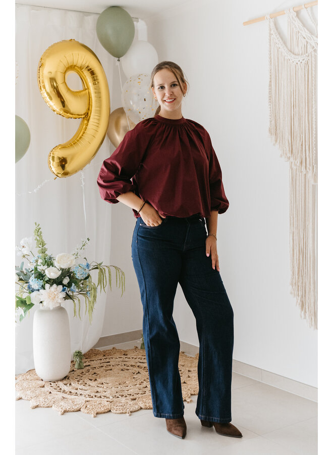 Stella Bow Blouse Burgundy