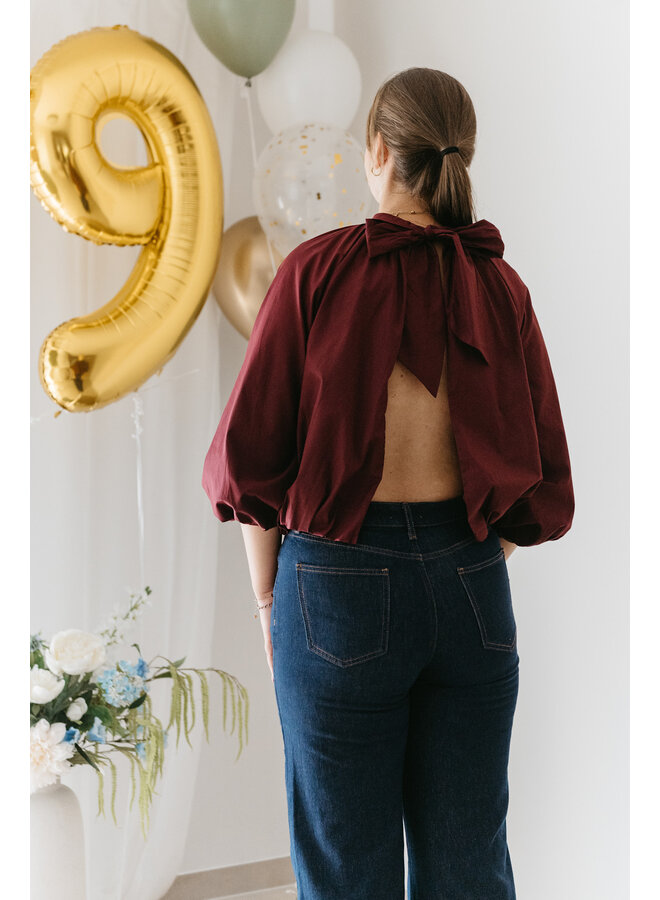 Stella Bow Blouse Burgundy