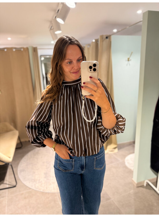 Dorothea Striped Bow Blouse