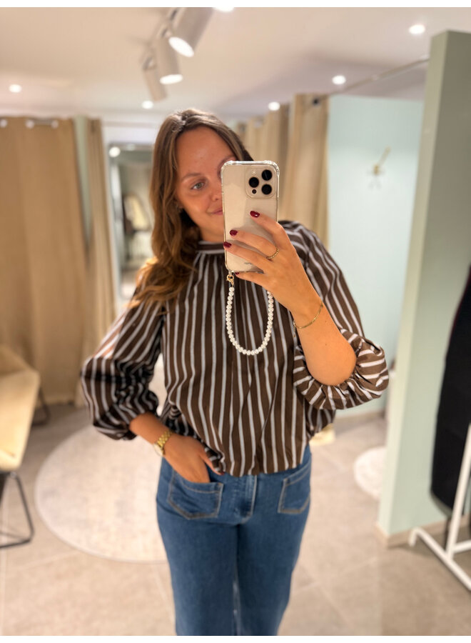 Dorothea Striped Bow Blouse