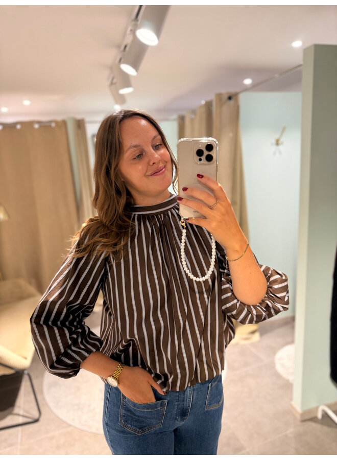 Dorothea Striped Bow Blouse