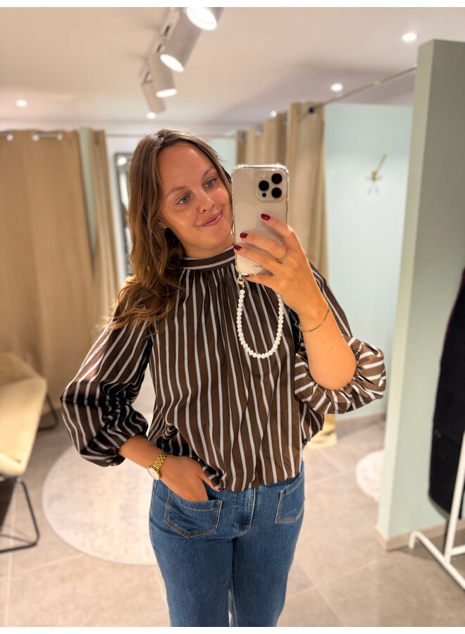 Dorothea Striped Bow Blouse