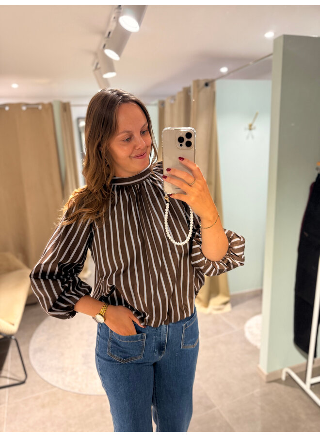 Dorothea Striped Bow Blouse