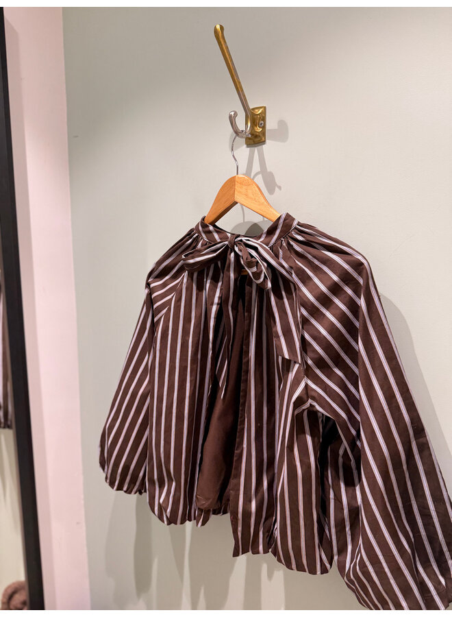 Dorothea Striped Bow Blouse