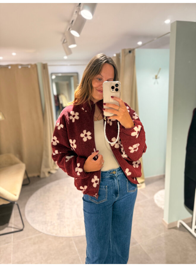 Bloom Teddy Vest Flower Burgundy