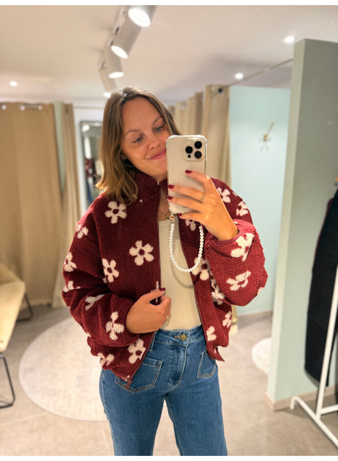 Bloom Teddy Vest Flower Burgundy