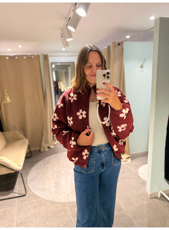 Bloom Teddy Vest Flower Burgundy