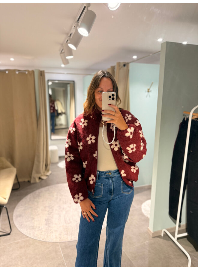 Bloom Teddy Vest Flower Burgundy