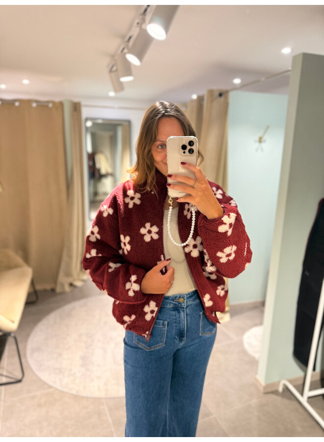 Bloom Teddy Vest Flower Burgundy