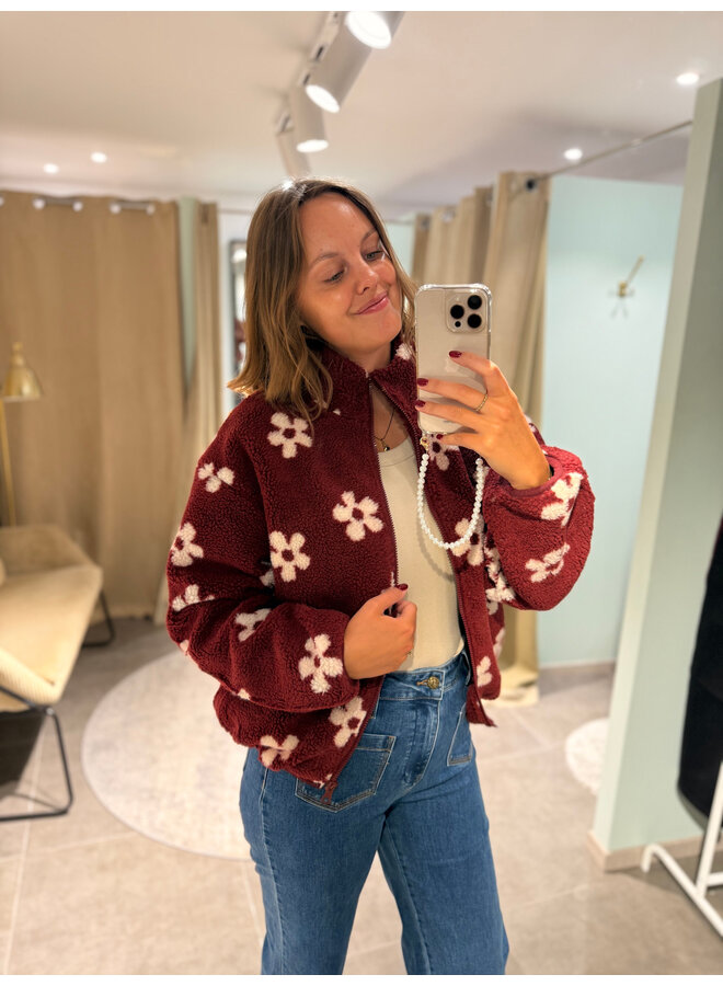 Bloom Teddy Vest Flower Burgundy