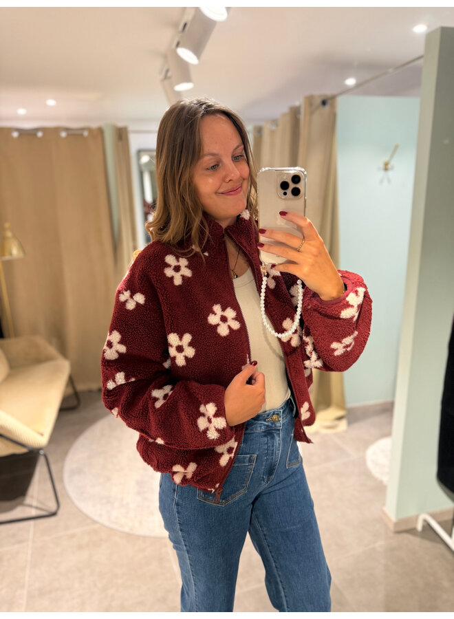 Bloom Teddy Vest Flower Burgundy