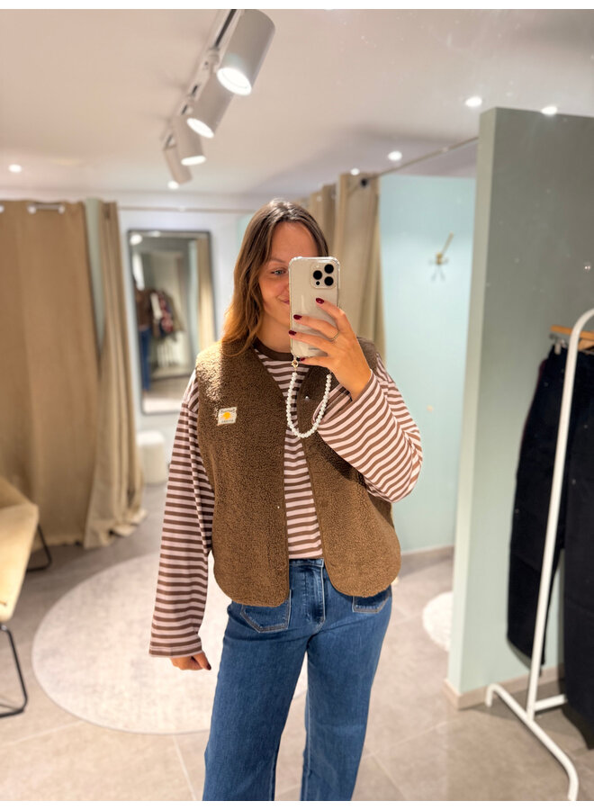 Zara Striped Long Sleeve T-Shirt Brown