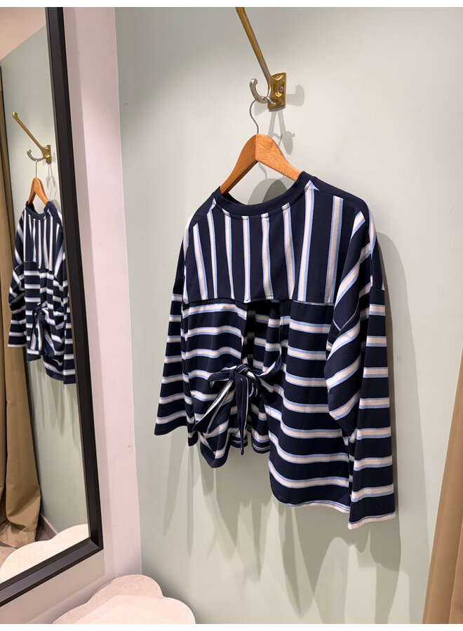 Liv Striped Bow T-Shirt Blue