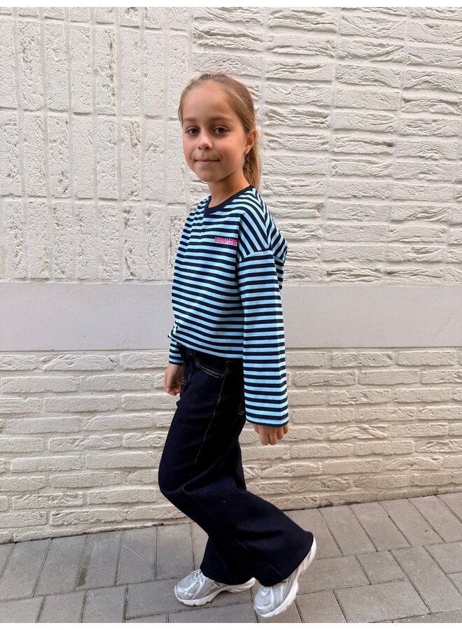 Zara Striped Long Sleeve T-Shirt Mini Blue