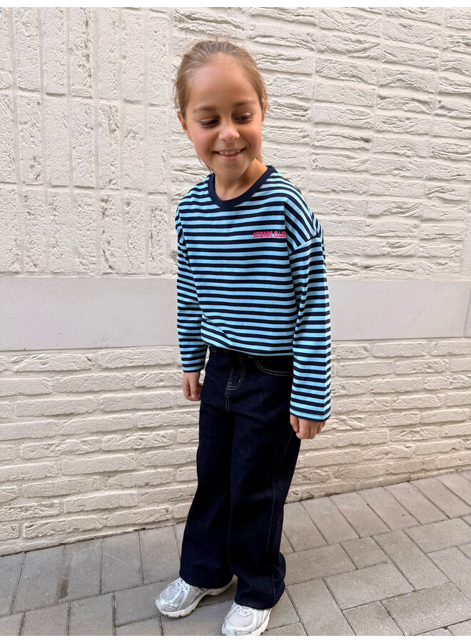 Zara Striped Long Sleeve T-Shirt Mini Blue