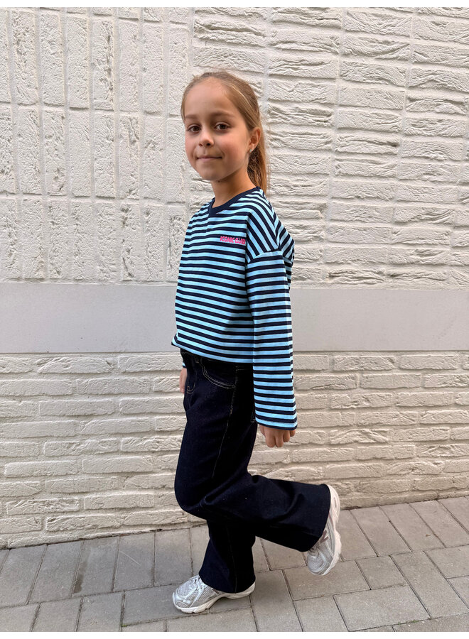 Zara Striped Long Sleeve T-Shirt Mini Blue